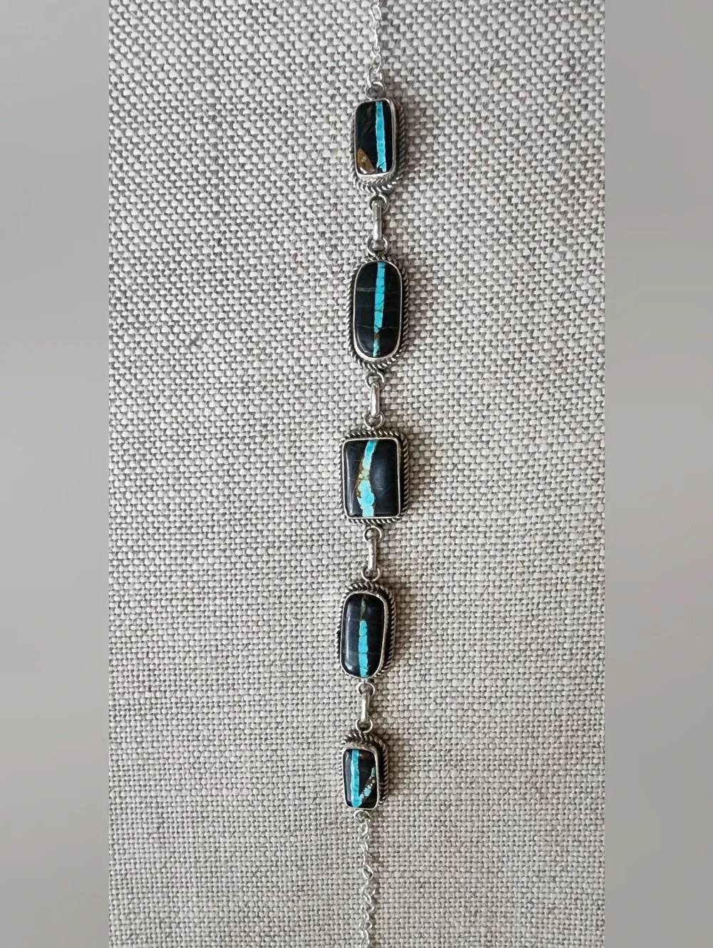 Blackjack Turquoise Sterling Silver Choker Necklace By NAVAJO Artist